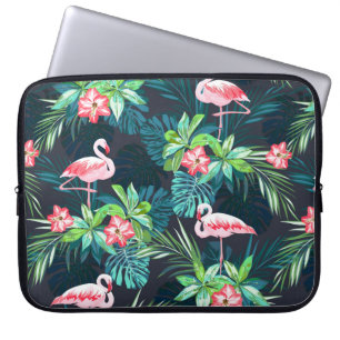 Tropical summer seamless pattern with flamingo bir laptop sleeve