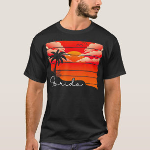 Tropical Summer South Beach Miami Palm Trees Retro T-Shirt