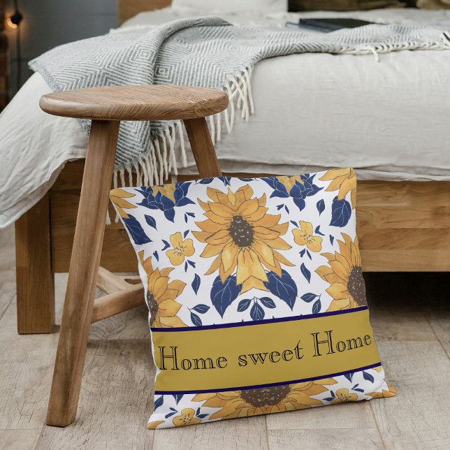 Tropical Summer Sunflower Seamless Floral Pattern Cushion (Creator Uploaded)