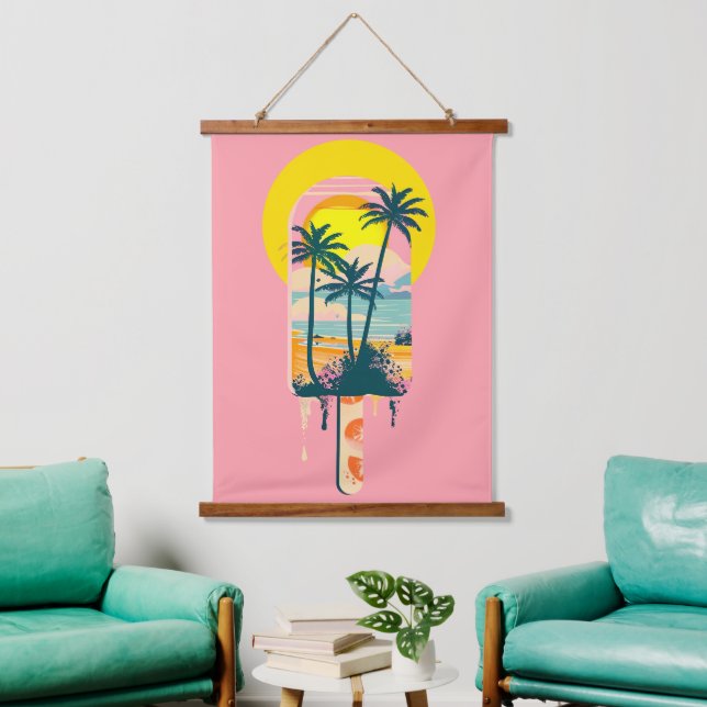 Tropical Summer Sunset Sweets Paradise Hanging Tapestry (Living Room)
