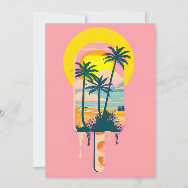 Tropical Summer Sunset Sweets Paradise Holiday Card (Front)
