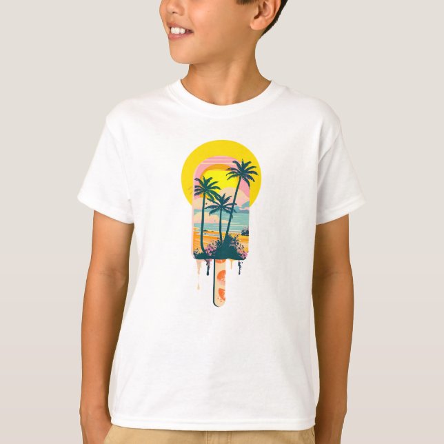 Tropical Summer Sunset Sweets Paradise T-Shirt (Front)