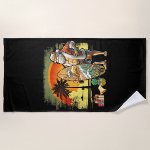 Tropical Summer Surfing Santa Claus 6 Pack Christm Beach Towel