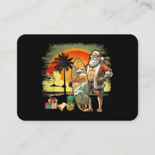 Tropical Summer Surfing Santa Claus 6 Pack Christm Business Card