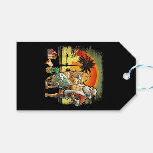 Tropical Summer Surfing Santa Claus 6 Pack Christm Gift Tags
