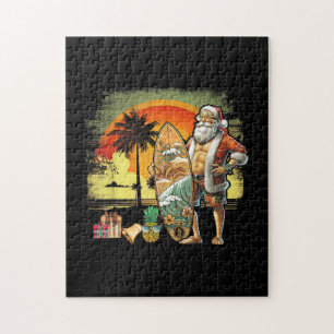Tropical Summer Surfing Santa Claus 6 Pack Christm Jigsaw Puzzle