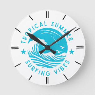 Tropical Summer Surfing Vibes Wall Clock – Ride th