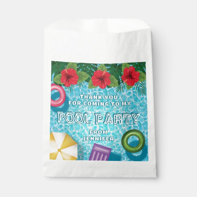 Tropical Summer Swimming Pool Party Thank You Favour Bags (Front)