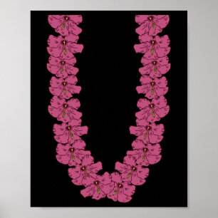 Tropical Summer Vacation Hawaiian Flower Chain Lei Poster