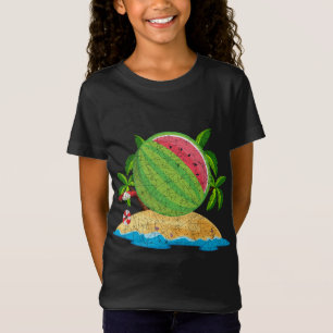 Tropical Summer Vacation Palm Trees Beach Watermel T-Shirt