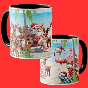 Tropical Summer Vibes Christmas In July Party Mug