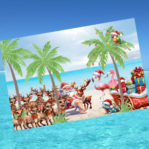 Tropical Summer Vibes Christmas In July Party Tea Towel