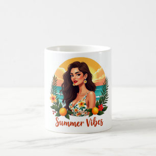 Tropical Summer Vibes Woman Beach Mug