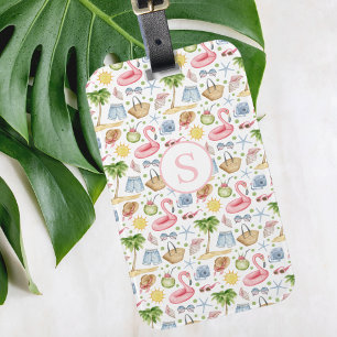 Tropical Summer Watercolor Personalised Luggage Tag