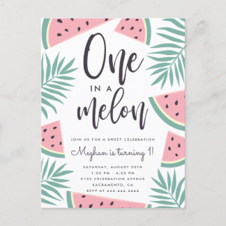 Tropical Summer Watermelon One In A Melon Birthday Invitation Postcard