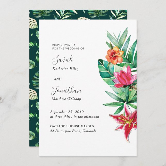Tropical summer wedding invitation (Front/Back)