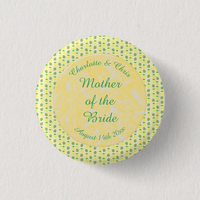 Tropical Summer Wedding Pineapple and Palm Leaves 3 Cm Round Badge (Front)