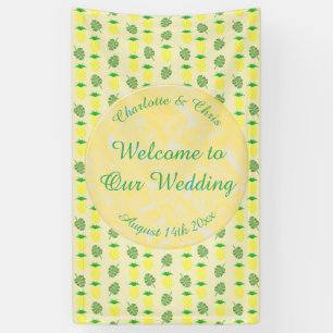 Tropical Summer Wedding Pineapple and Palm Leaves Banner