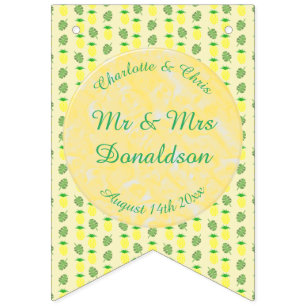 Tropical Summer Wedding Pineapple and Palm Leaves Bunting