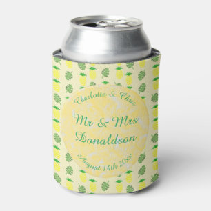 Tropical Summer Wedding Pineapple and Palm Leaves Can Cooler