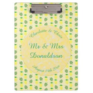 Tropical Summer Wedding Pineapple and Palm Leaves Clipboard