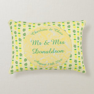 Tropical Summer Wedding Pineapple and Palm Leaves Decorative Cushion