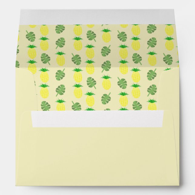 Tropical Summer Wedding Pineapple and Palm Leaves Envelope (Back (Bottom))