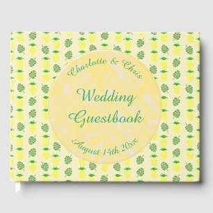 Tropical Summer Wedding Pineapple and Palm Leaves Guest Book