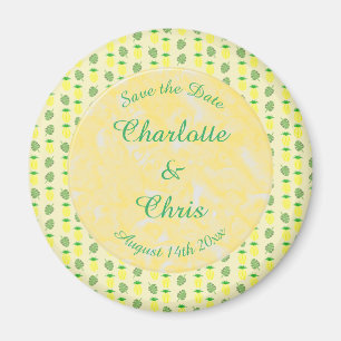 Tropical Summer Wedding Pineapple and Palm Leaves Magnet