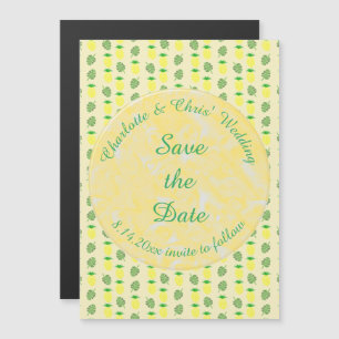 Tropical Summer Wedding Pineapple and Palm Leaves Magnetic Invitation