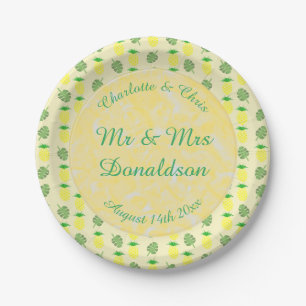 Tropical Summer Wedding Pineapple and Palm Leaves Paper Plate