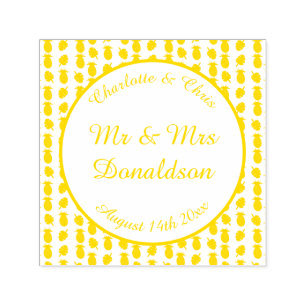 Tropical Summer Wedding Pineapple and Palm Leaves Self-inking Stamp