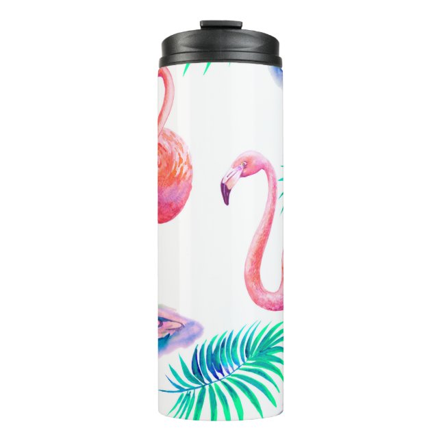 Tropical summer with flamingos palm leaves and exo thermal tumbler (Front)