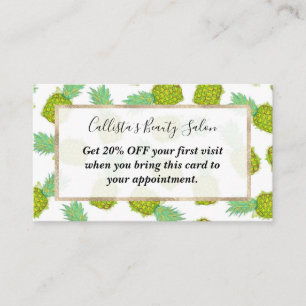 Tropical Summer Yellow Green Pineapples Fruit Discount Card