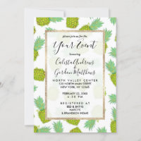 Tropical Summer Yellow Green Pineapples Fruit