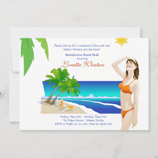 Tropical Sun Bachelorette Party Invitation (Front)