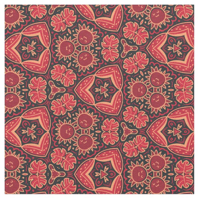 Tropical Sunflower Joy  Fabric (Close Up)