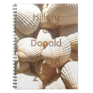 Tropical Sunny Exotic Sea Shells Bridal Names Date Spiral Notebook