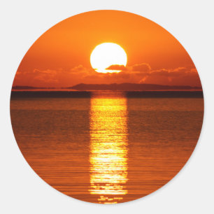 Tropical Sunrise in Orange Classic Round Sticker