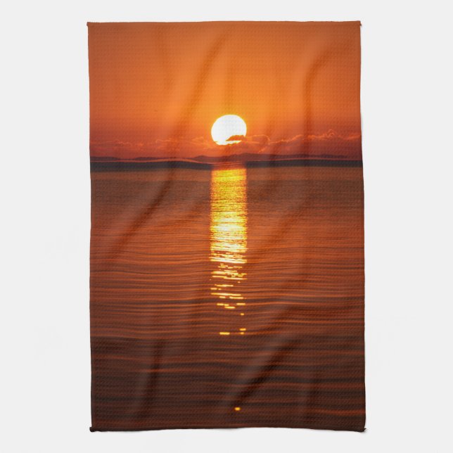 Tropical Sunrise in Orange Tea Towel (Vertical)
