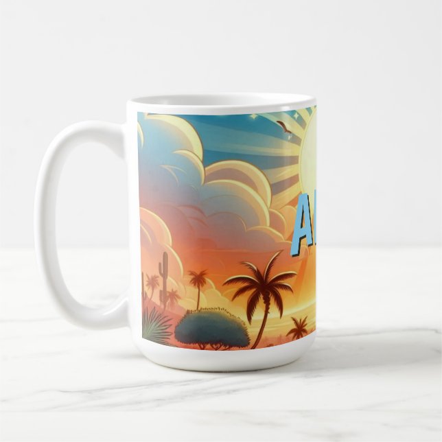 Tropical Sunrise Personalised  Coffee Mug (Left)
