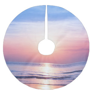 Tropical Sunrise: Sea, Sky, Serenity Brushed Polyester Tree Skirt