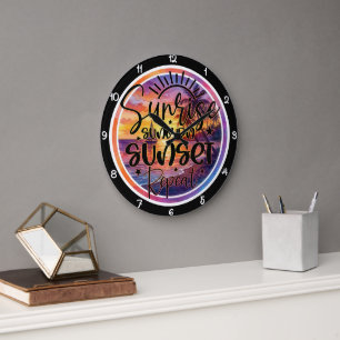 Tropical Sunrise Sunset Repeat Coastal Large Clock