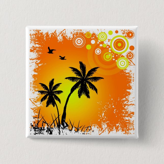 Tropical sunset 15 cm square badge (Front)