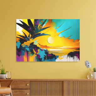 Tropical Sunset – Abstract Coastal Art Canvas Print