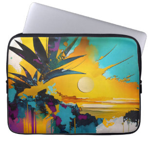 Tropical Sunset – Abstract Coastal Art Laptop Sleeve