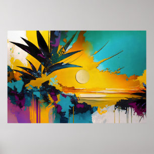 Tropical Sunset – Abstract Coastal Art Poster