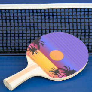 Tropical Sunset and Palm Trees Graphic Ping Pong Paddle