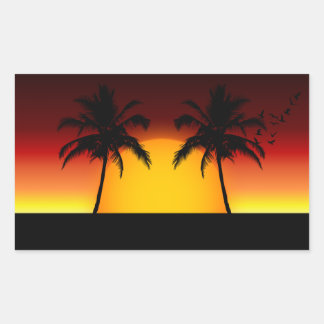 Tropical Sunset and Palm Trees Rectangular Sticker