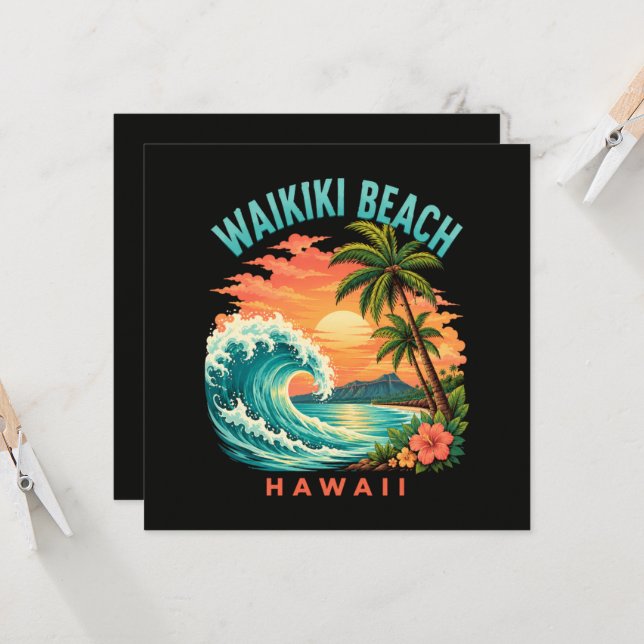 Tropical Sunset at Waikiki Beach Hawaii (Front/Back In Situ)
